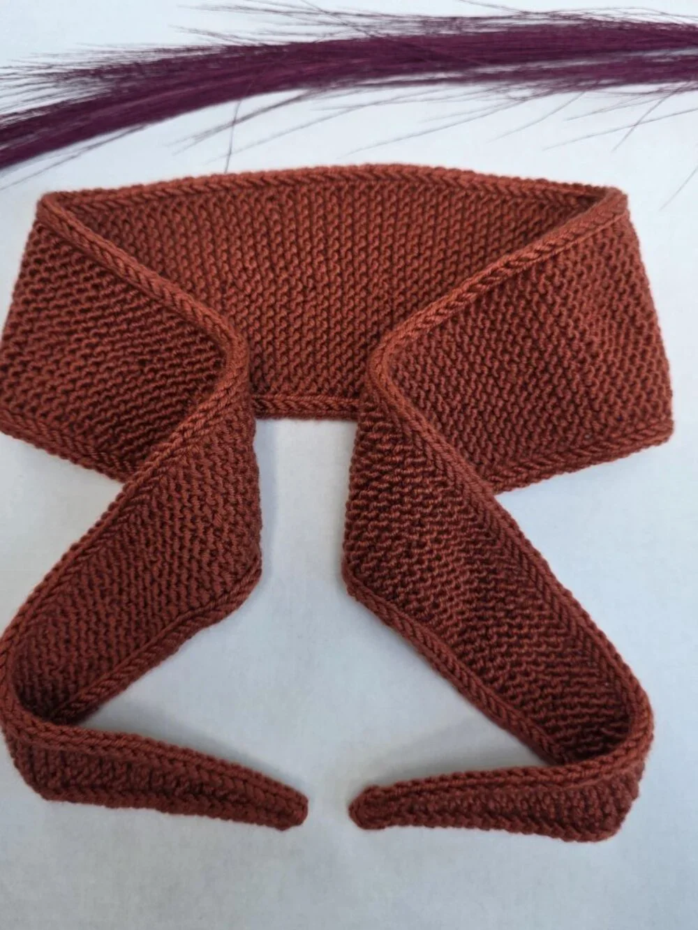 Sophie Scarf Classic Design Small Double Wrap Handmade Knitted Acrylic Rust